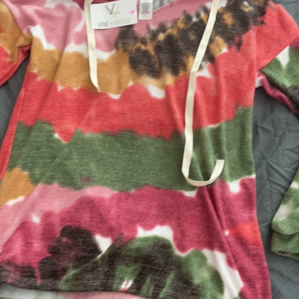 Tie-dyed roster hoodie drawstring V-neck small - Picture 4 of 5